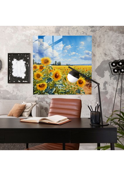 Reddiyelerin Yansıması: Ayçiçeği Tarlası Cam Tablo - Reddetme Ev Dekorasyonu Duvar Dekorasyonu Cam Tablo fiyatları