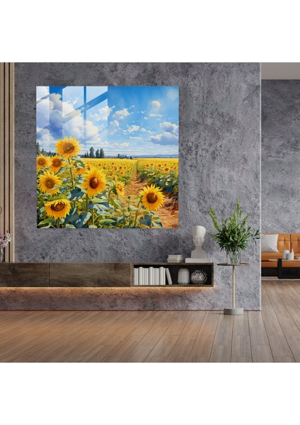 Reddiyelerin Yansıması: Ayçiçeği Tarlası Cam Tablo - Reddetme Ev Dekorasyonu Duvar Dekorasyonu Cam Tablo modelleri
