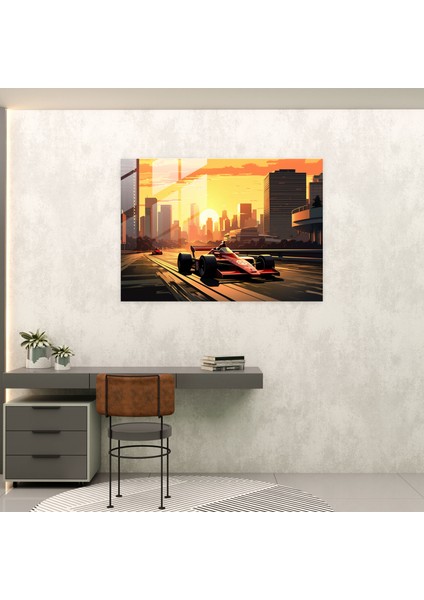 Formula 1 Retro Cam Baskı - Formula 1 Alacakaranlık Cam Sanatı Formula 1 Araba fiyatları