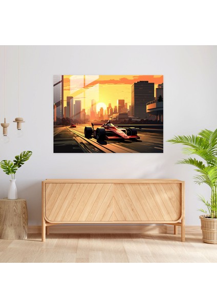 Formula 1 Retro Cam Baskı - Formula 1 Alacakaranlık Cam Sanatı Formula 1 Araba modelleri