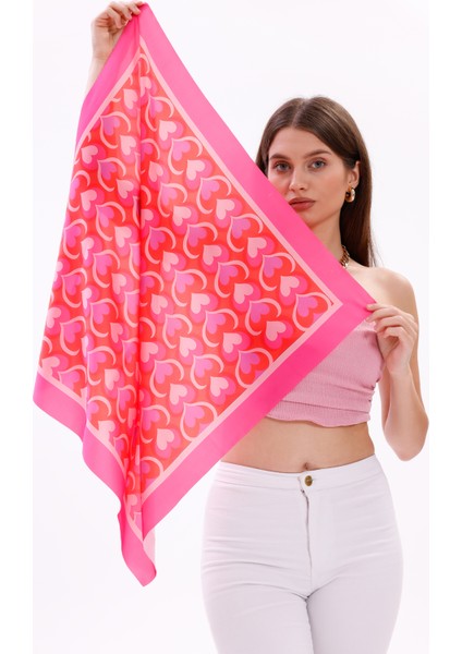 Aşk Kalpleri Model Fular Bandana Şal Estascarf 70X70 cm
