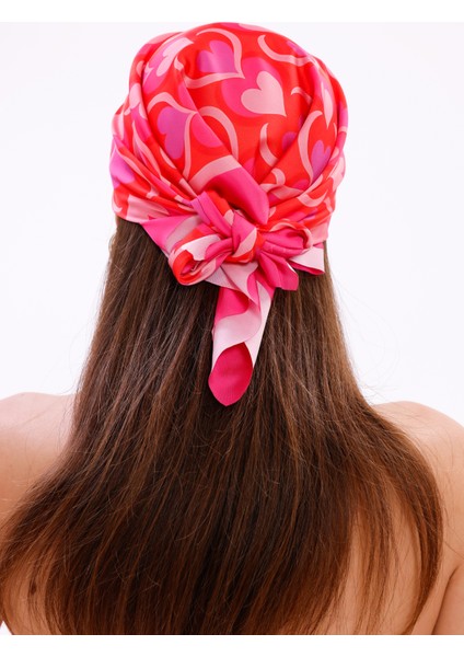 Aşk Kalpleri Model Fular Bandana Şal Estascarf 70X70 cm indirimleri