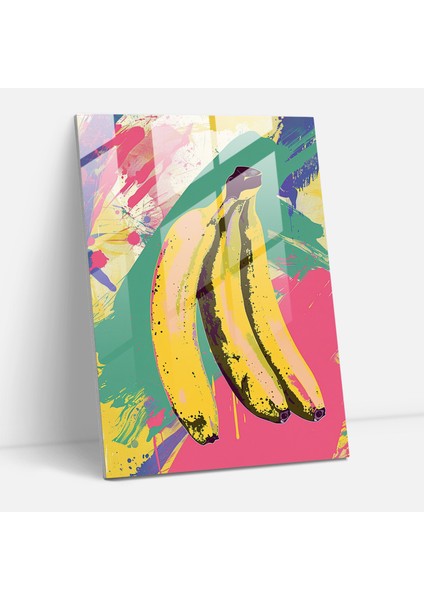 Andy Warhol Cam Tablo: Muz Illüstrasyonu - Andy Warhol Illüstrasyon Modern Sanat Duvar Dekorasyonu