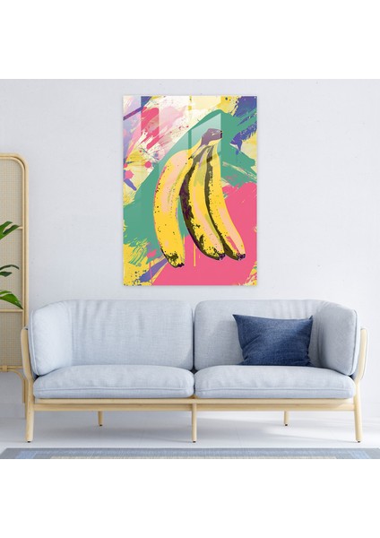 Andy Warhol Cam Tablo: Muz Illüstrasyonu - Andy Warhol Illüstrasyon Modern Sanat Duvar Dekorasyonu fiyatları