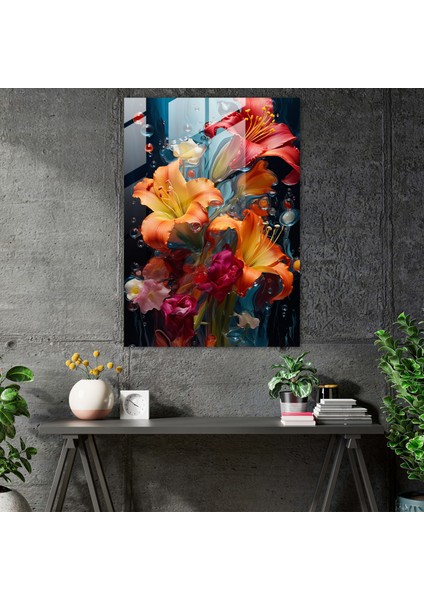Akan Çiçekler Cam Tablo - Ev Dekorasyonu Cam Sanat Duvar Dekorasyonu fiyatları