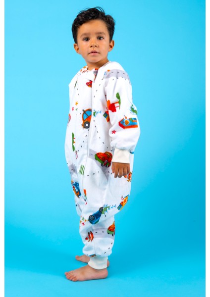 Elyafsız Kışlık Uzun Kollu Çift Kat %100 Pamuk Pazen Arabalı Cocuk Bebek Uyku Tulumu indirimleri