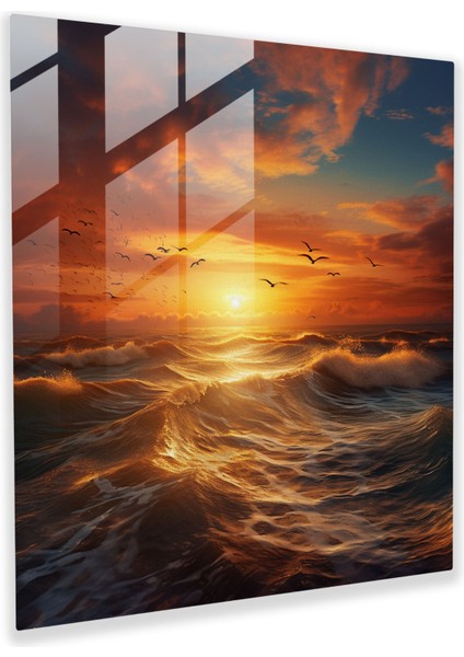 Parıldayan Günbatımı Cam Tablo - Parıltı Büyüleyici Cam Duvar Sanatı