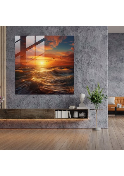 Parıldayan Günbatımı Cam Tablo - Parıltı Büyüleyici Cam Duvar Sanatı fiyatları