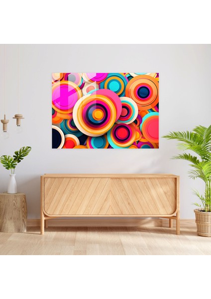 Canlı Hipnoz Cam Tablo Sanatı - Hipnoz Konsantrik Daireler Cam Tablo Pop Art Tarzı fiyatları