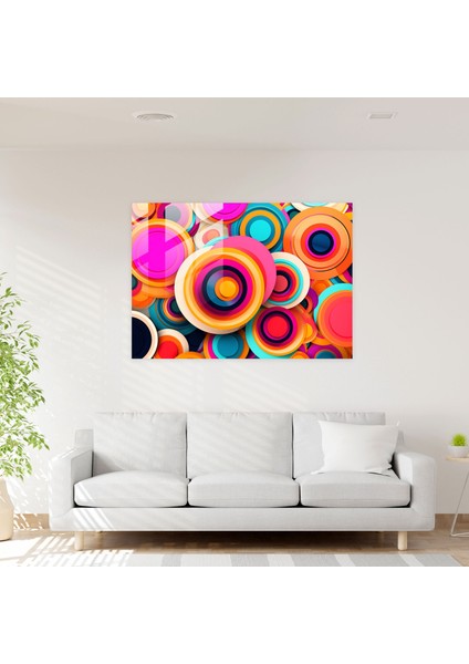Canlı Hipnoz Cam Tablo Sanatı - Hipnoz Konsantrik Daireler Cam Tablo Pop Art Tarzı modelleri