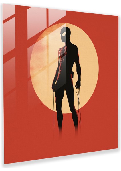 Minimalist Spider Man Cam Tablosu - Spider Man Modern Sanat Ev Dekorasyonu Cam Sanatı