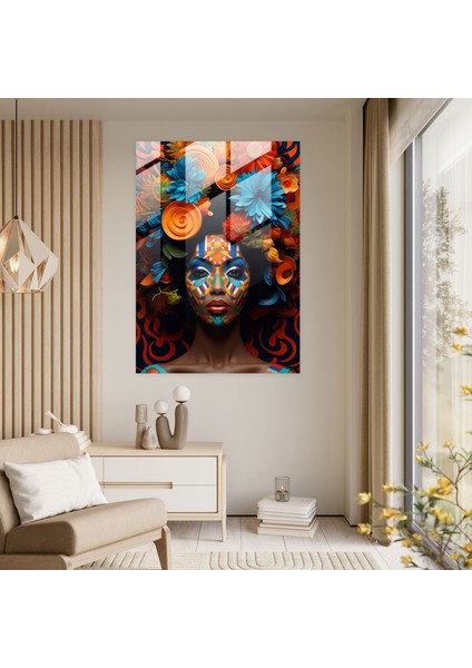 Soyut Afro Cam Tablo - Afro Canlı Renkler Cam Tablo Soyut modelleri