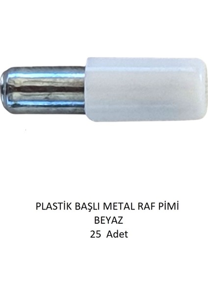 Plastik Metal Başlı Raf Pimi beyaz 25 adet modelleri