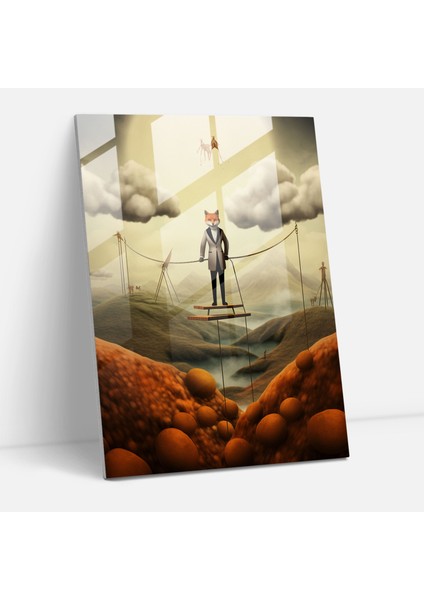 Hayvanların Insanlar Gibi Giyinmiş Duvar Dekorasyonu - Hayvanlar Insanlar Gibi Giyinmiş Surealist Sanat Eseri Cam Tablo