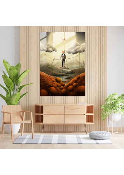 Hayvanların Insanlar Gibi Giyinmiş Duvar Dekorasyonu - Hayvanlar Insanlar Gibi Giyinmiş Surealist Sanat Eseri Cam Tablo fiyatları