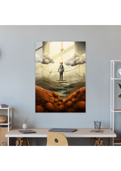 Hayvanların Insanlar Gibi Giyinmiş Duvar Dekorasyonu - Hayvanlar Insanlar Gibi Giyinmiş Surealist Sanat Eseri Cam Tablo modelleri