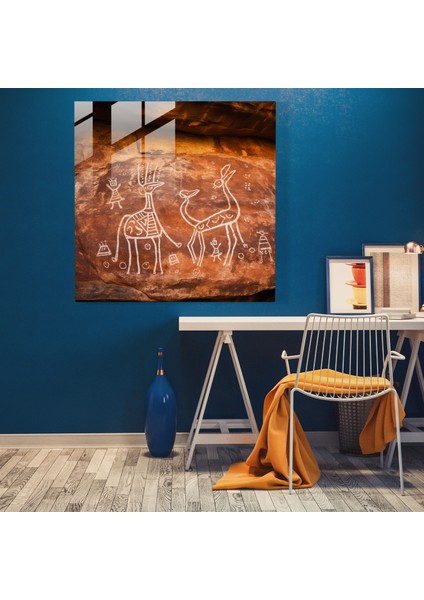 Eski Aborjin Birliği Cam Tablo - Aborjin Kanguru Uyum Cam Duvar Sanatı fiyatları