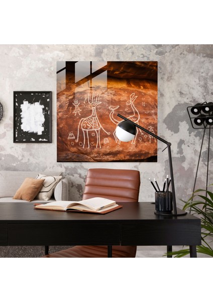 Eski Aborjin Birliği Cam Tablo - Aborjin Kanguru Uyum Cam Duvar Sanatı modelleri