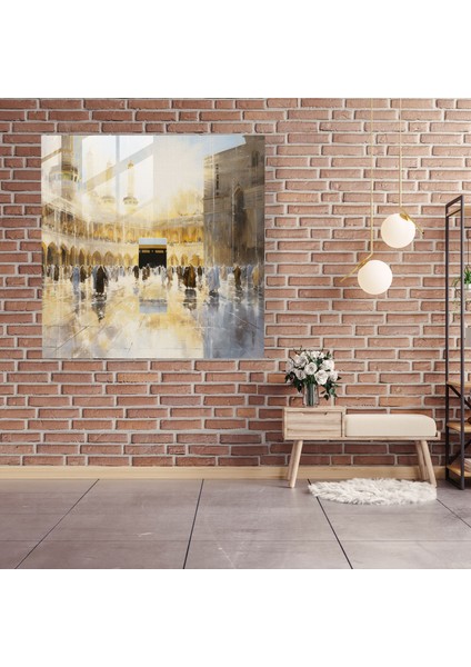 Kaabe Cam Tablo Sanatı - Izlenimci Baskı - Ev Dekorasyonu Duvar Dekorasyonu fiyatları