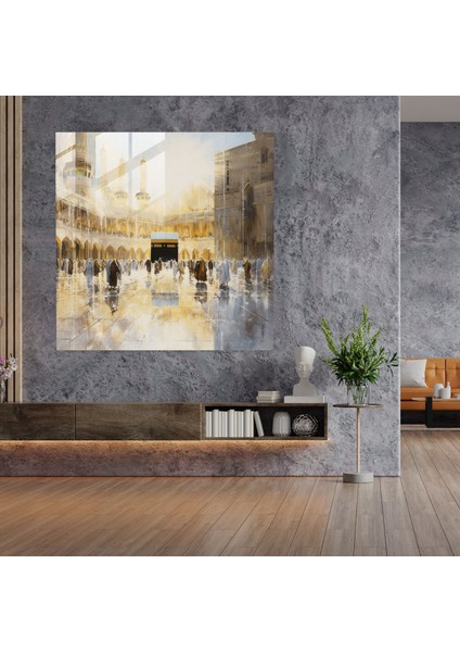 Kaabe Cam Tablo Sanatı - Izlenimci Baskı - Ev Dekorasyonu Duvar Dekorasyonu modelleri