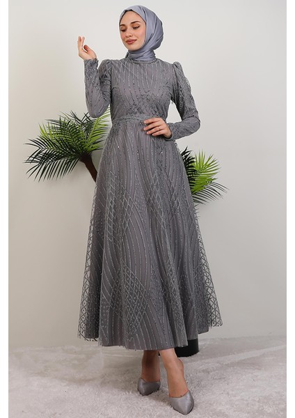 Ezna Simli Abiye Koyu Gri fiyatları