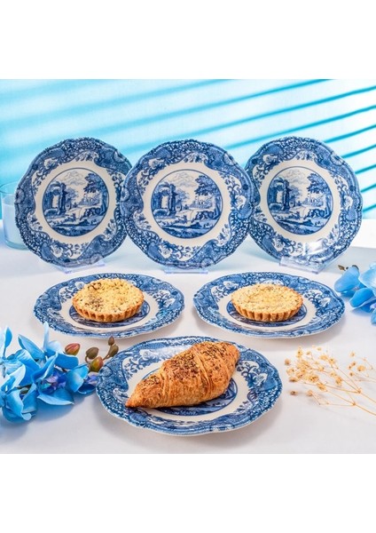 Vintage Blue 6 Parça Pasta Tabağı Seti
