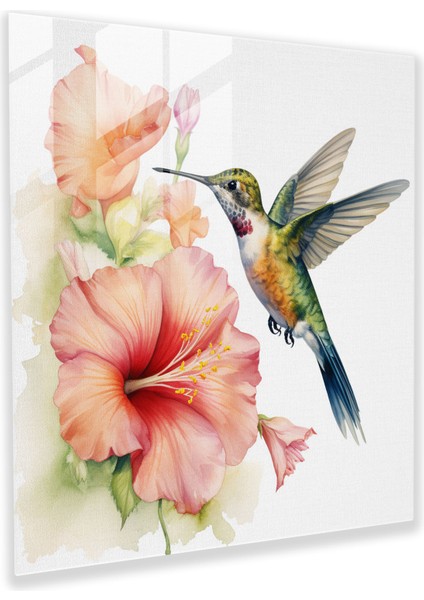 Zarif Kuş Kanatlı Cam Tablo - Kuş Kanadı Duvar Süsü Doğa Dekoru Ev Dekorasyonu