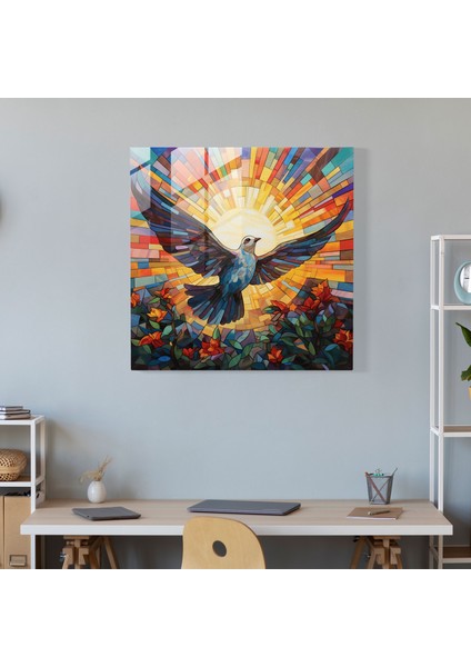 Sakral Kanatlar Cam Tablo - Ruhani Cam Sanat Güvercin fiyatları
