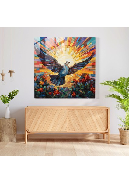 Sakral Kanatlar Cam Tablo - Ruhani Cam Sanat Güvercin modelleri