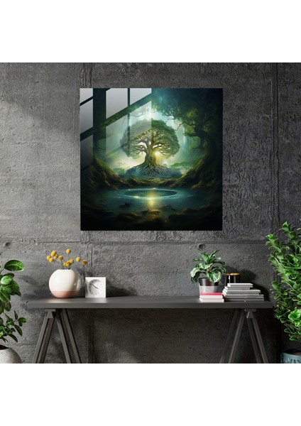Orman Cam Tablo - Yaşam Ağacı Ev Dekorasyonu Modern Sanat fiyatları