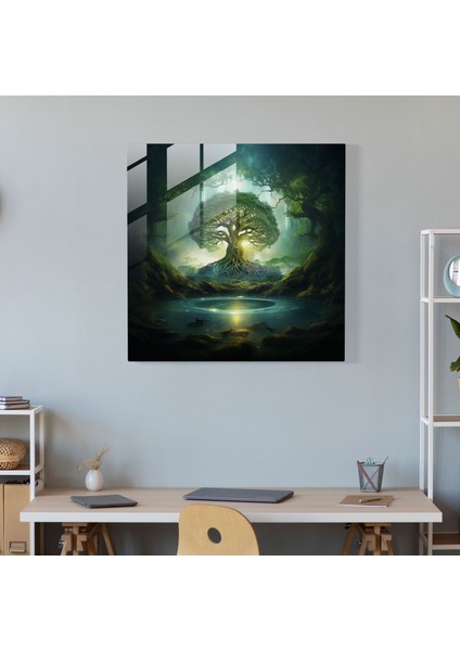 Orman Cam Tablo - Yaşam Ağacı Ev Dekorasyonu Modern Sanat modelleri