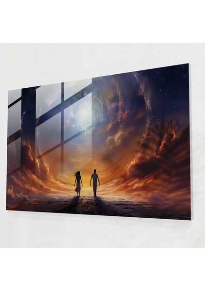 Mitoloji Cam Tablosu - Gelecekten Gelen Mitolojik Varlıklar - Mitoloji Evren Modern Sanat Göksel Manzara