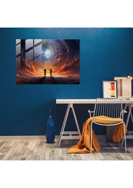 Mitoloji Cam Tablosu - Gelecekten Gelen Mitolojik Varlıklar - Mitoloji Evren Modern Sanat Göksel Manzara modelleri