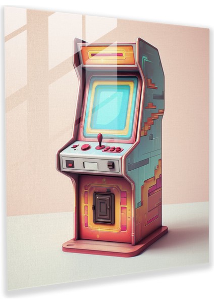 Retro Piksel Arcade Cam Tablo - Retro Piksel Sanat Cam Tablo Modern Sanat