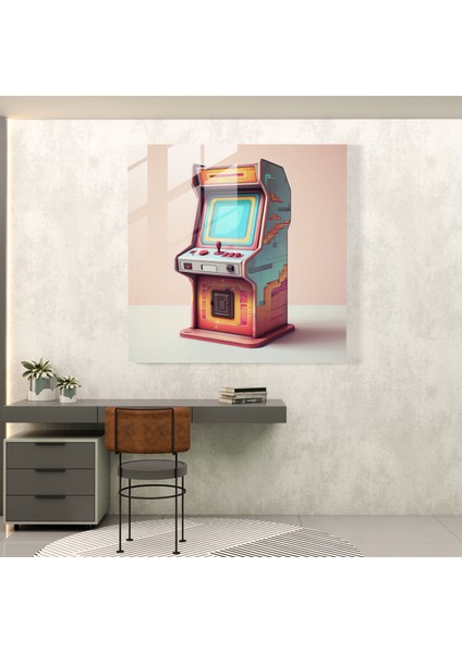 Retro Piksel Arcade Cam Tablo - Retro Piksel Sanat Cam Tablo Modern Sanat fiyatları