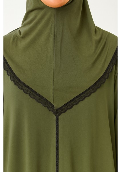 Kendinden Örtülü Fermuarlı Namaz Elbisesi – Yeşil fiyatları