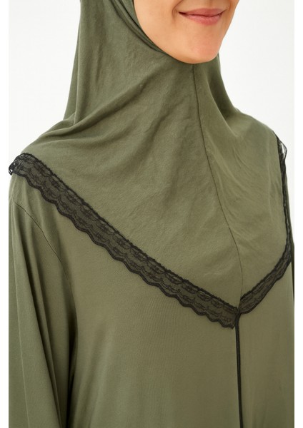 Kendinden Örtülü Fermuarlı Namaz Elbisesi – Yeşil fırsatları