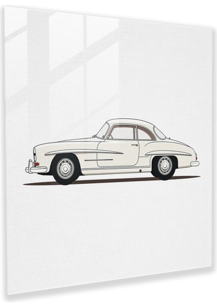 Mercedes Cam Tablo - Minimalist Tek Çizgi Çizim - Duvar Dekorasyonu Şık Araba