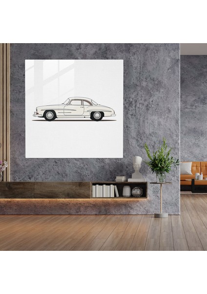 Mercedes Cam Tablo - Minimalist Tek Çizgi Çizim - Duvar Dekorasyonu Şık Araba modelleri