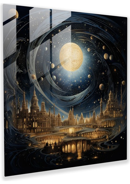 Kutsal Kur'an Cam Tablo - Göksel Dünyalar - Kutsal Kur'an Modern Sanat Cam Tablo Cam Sanat