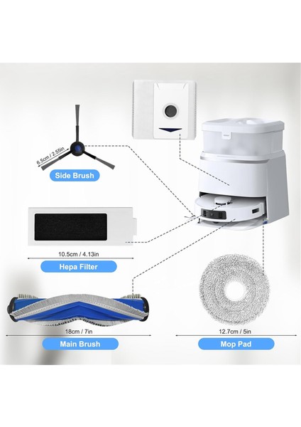 Ecovacs Deebot T30 Pro Omnı, T30 Omnı Robot Süpürge Ana Yan Fırça Hepa Filtreler Paspas Bezi Toz Torbaları (Yurt Dışından) modelleri