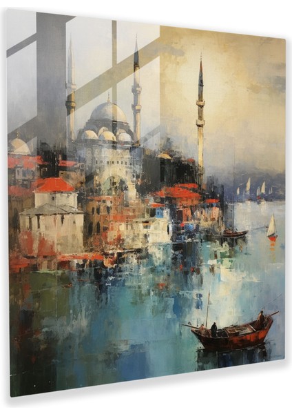 Cam Tablo - Rüya Dolu Boğaziçi Manzara Izlenimci Cam Duvar Sanatı