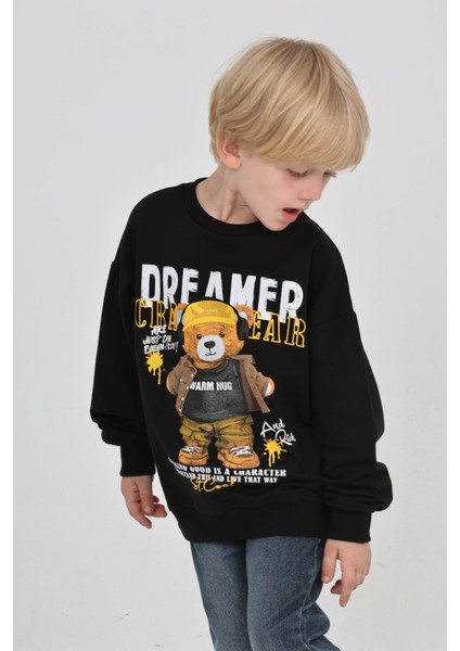Erkek Çocuk Dreamer Ayı Baskılı Sweatshirt modelleri