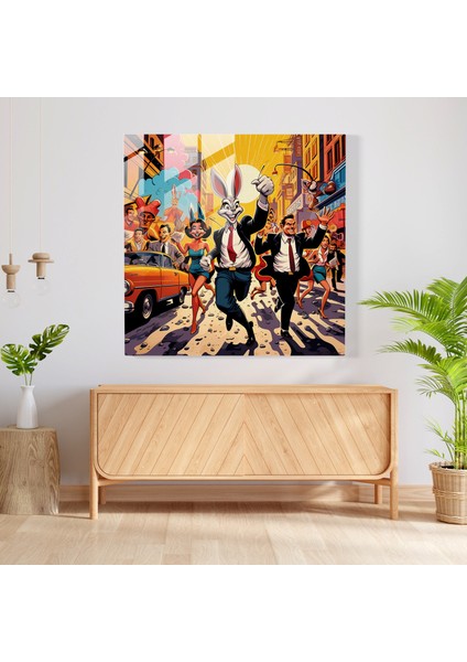 Canlı Looney Tunes Karakterlerinin Pop Sanat Illüstrasyonunu Içeren Canlı Renkli Cam Tablo Sanatı fiyatları