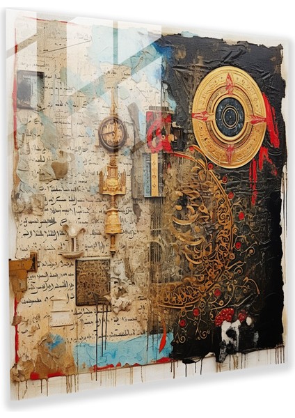 Kutsal Kur'an Karışık Medya Kolaj Cam Tablo - Kutsal Kur'an Cam Duvar Sanatı Modern Sanat