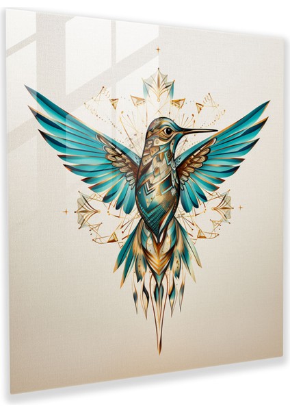 Geometrik Kuş Kanatlı Cam Tablo - Kuş Kanadı Geometrik Tasarım Cam Tablo Duvar Dekorasyonu