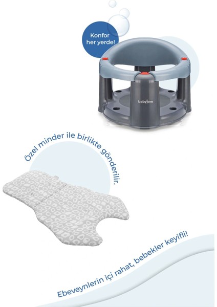 Babyjem Önden Açılır Banyo ve Mama Oturağı ve Minderi - 2'Li Set Gri modelleri