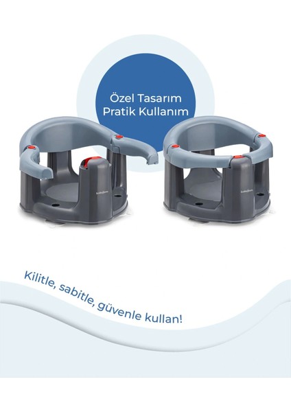 Babyjem Önden Açılır Banyo ve Mama Oturağı ve Minderi - 2'Li Set Gri indirimleri