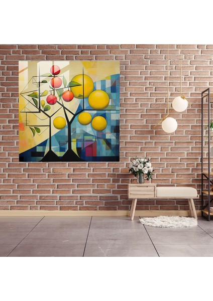 Soyut Limon Ağacı Cam Tablo - Limon Ağacı Modern Sanat Ev Dekorasyonu Duvar Dekorasyonu fiyatları