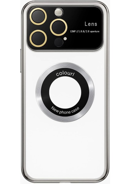 Iphone 15 Pro Max Kılıf Kamera Korumalı Magsafe Colourl Gümüş
